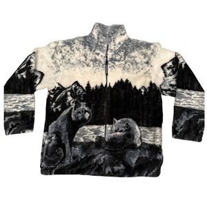 Men's Black and White Fleece Jacket